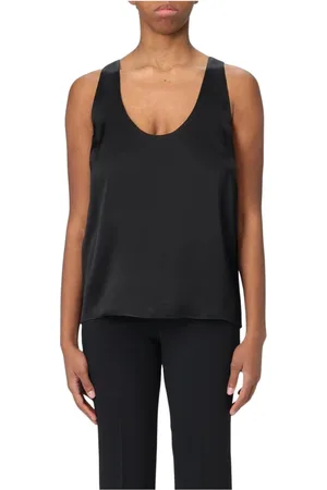 Twin-Set Koszulki, Kobieta, Czarny, 2XL, Różowy Jedwabny Top Cami