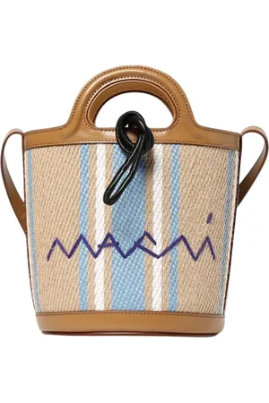Marni Torebki, Kobieta, Wielobarwność, ONE SIZE, Brązowa Paskowana Torba Wiaderko