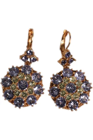Dolce & Gabbana Akcesoria, Kobieta, Wielobarwność, ONE SIZE, Kwiatowe wiszące kolczyki z kryształami