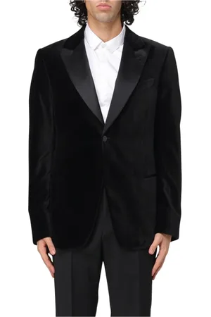 Emporio Armani Kurtki, Mężczyzna, Czarny, L, Czarny Velvet Blazer Kurtka