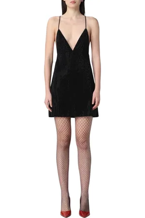 Dsquared2 Sukienki, Kobieta, Czarny, S, Kryształowo zdobiona aksamitna mini sukienka