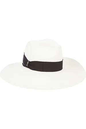 Borsalino Akcesoria, Kobieta, Biały, S, Czarny słomkowy kapelusz z bocznym logo