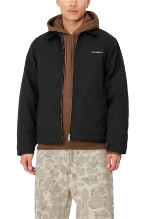 Carhartt Kurtki, Mężczyzna, Czarny, M, Bawełna, Kurtka Script Czarno-Biała Stylowa Funkcjonalna