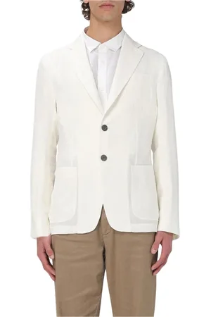 Emporio Armani Kurtki, Mężczyzna, Biały, 2XL, Klasyczny lniany żakiet