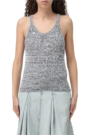 Armani Exchange Koszulki, Kobieta, Niebieski, XS, Niebieski Swetrowy Top Tank