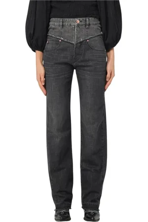 Isabel Marant Jeansy, Kobieta, Czarny, L, Denim, Two Tone Distressed Jeansy dla kobiet
