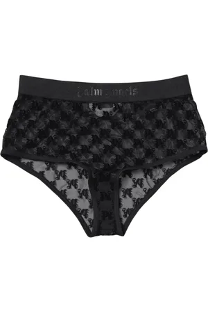 Palm Angels Bielizna, Kobieta, Czarny, S, Welurowe Logo Szorty