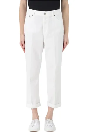 Dondup Jeansy, Kobieta, Biały, W27, Białe Straight Leg Jeansy