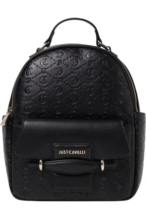 Roberto Cavalli Torebki, Kobieta, Czarny, ONE SIZE, Luksusowy plecak z tłoczonym logo
