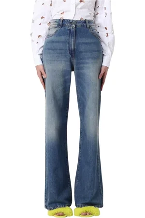Msgm Jeansy, Kobieta, Niebieski, S, Denim, Premium Wide Leg Denim Jeansy