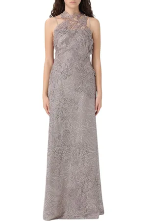 Alberta Ferretti Sukienki, Kobieta, Beżowy, S, Elegancka Plisowana Sukienka Midi