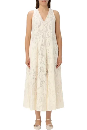 MEIMEIJ Sukienki, Kobieta, Biały, XS, Elegant Floral Lace Midi Dress