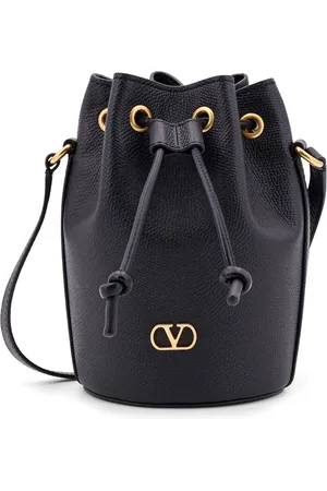 VALENTINO GARAVANI Torebki, Kobieta, Czarny, ONE SIZE, Skóra, Skórzana torebka typu bucket bag z detalem VLogo