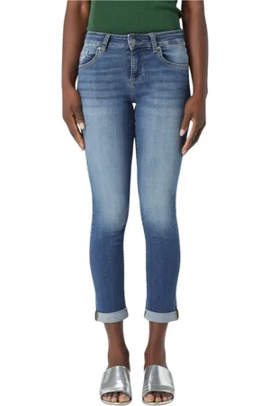 Liu Jo Jeansy, Kobieta, Niebieski, W31, Denim, Dżinsy Skinny Z Złożonymi Nogawkami