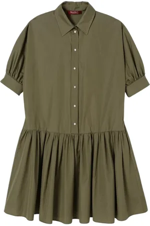 Max Mara Sukienki, Kobieta, Zielony, L, Elegancka Khaki Sukienka A-line Kobiety
