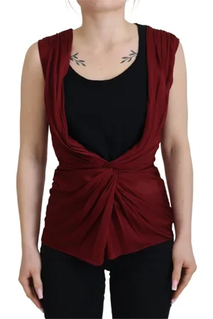 Dolce & Gabbana Koszulki, Kobieta, Czerwony, XS, Bordowy Jedwabny Top Bluzka