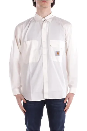 Carhartt Koszule, Mężczyzna, Biały, L, Koszula z logo i kieszenią na przodzie