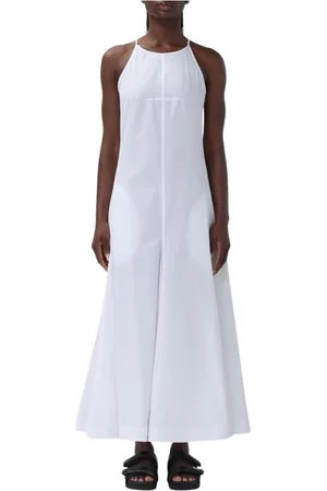 Sportmax Sukienki, Kobieta, Biały, S, Elegancka Sukienka Maxi Bez Rękawów