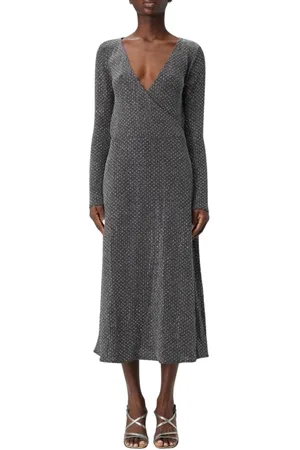 Karl Lagerfeld Sukienki, Kobieta, Czarny, S, Metallic Dot Print Midi Wrap Sukienka