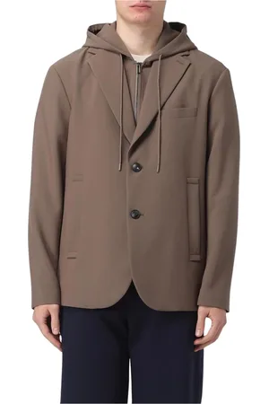 Emporio Armani Kurtki, Mężczyzna, Szary, L, Granatowy Wełniany Blezer