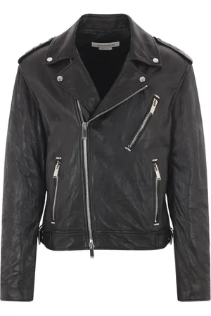 Alexander McQueen Kurtki, Mężczyzna, Czarny, L, Czarna Kurtka Skórzana Biker