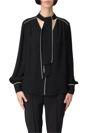Elisabetta Franchi Bluzki, Kobieta, Czarny, 2XL, Jedwabna Bluzka z Kokardą
