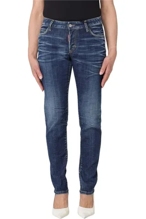 Dsquared2 Jeansy, Kobieta, Niebieski, XS, Niebieskie zniszczone dżinsy Slim Fit