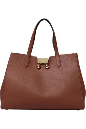 Marni Torebki, Kobieta, brązowy, ONE SIZE, Elegancka Torebka Tote w Kolorze Wiśni z Zamkiem