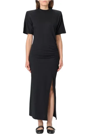 Pinko Sukienki, Kobieta, Czarny, M, Elegancka Czarna Sukienka Midi z Asymetrycznym Rękawem