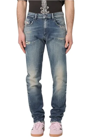 Diesel Jeansy, Mężczyzna, Niebieski, W33, Denim, Vintage Slim Fit Distressed Jeansy