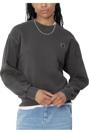 Carhartt Bluzy, Kobieta, Szary, XS, Bawełna, Bluza Grafite Nelson Styl Klasyczny
