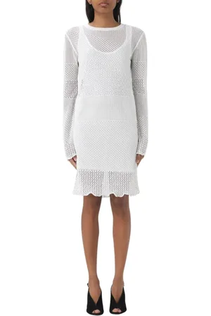 Pinko Sukienki, Kobieta, Biały, S, Elegancka Mini Sukienka z Falbaną