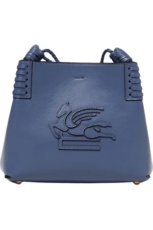 Etro Torebki, Kobieta, Niebieski, ONE SIZE, Niebieska Skórzana Mini Torba na Ramię