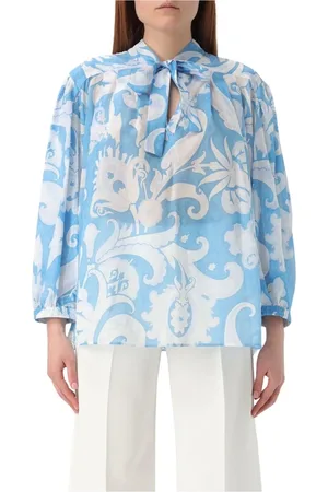 Etro Bluzki, Kobieta, Niebieski, M, Niebieska Bluzka z Paisley Print