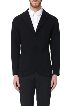 LARDINI Kurtki, Mężczyzna, Czarny, S, Elegancki Niebieski Sweter Marynarka Kurtka