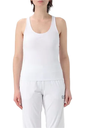 Armani Exchange Koszulki, Kobieta, Biały, S, Biała dopasowana bluzka
