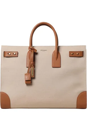 Saint Laurent Torebki, Kobieta, Beżowy, ONE SIZE, Beżowa Torba Torebka z Kanwy
