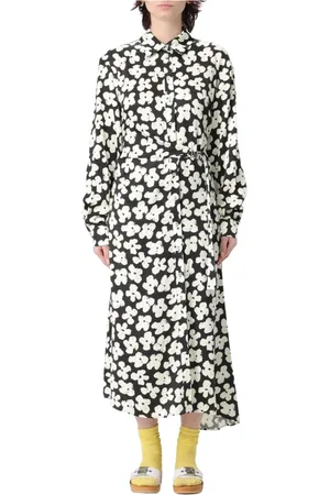 Msgm Sukienki, Kobieta, Czarny, S, Czarna Sukienka Midi z Kokardkami