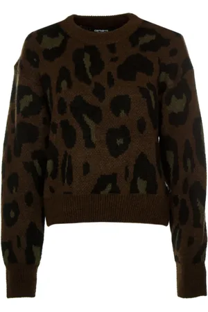 Carhartt Swetry, Kobieta, brązowy, XS, Wełna, Sweter dziergany we wzór zwierzęcy
