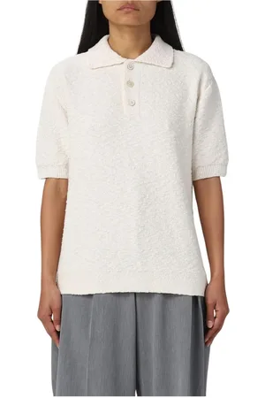 Maison Margiela Swetry, Kobieta, Biały, L, Biała Sweterkowa Koszulka Polo