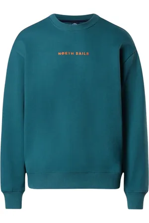 North Sails Bluzy, Mężczyzna, Niebieski, 2XL, Bawełniany Sweter z Logo i Drobne Detale