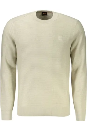 HUGO BOSS Bluzy, Mężczyzna, Beżowy, XL, Bawełna, Beżowy Bawełniany Sweter Męski