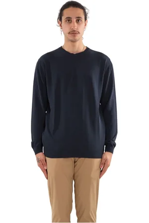 Daniele Fiesoli Swetry, Mężczyzna, Niebieski, 3XL, Crepe Cotton Sweater