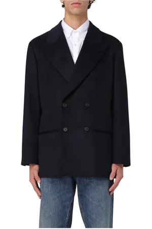 Emporio Armani Kurtki, Mężczyzna, Niebieski, M, Niebieski Blezer z Wełny Stylowa Elegancja