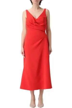 ERMANNO SCERVINO Sukienki, Kobieta, Czerwony, M, Czerwona Sukienka w Stylu Drapowanym Midi