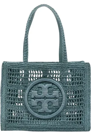 Tory Burch Torebki, Kobieta, Zielony, ONE SIZE, Teal Straw Tote Bag
