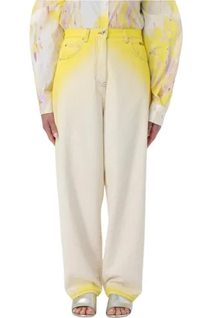 Msgm Jeansy, Kobieta, Żółty, S, Żółte Jeansyy Wide Leg Dip Dye