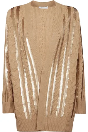 Max Mara Swetry, Kobieta, brązowy, L, Kaszmir, Oversized Cardigan z wełny i kaszmiru