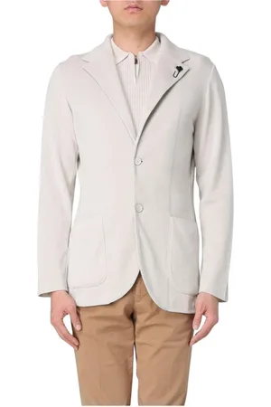 LARDINI Kurtki, Mężczyzna, Beżowy, M, Elegancki Sweter Marynarka
