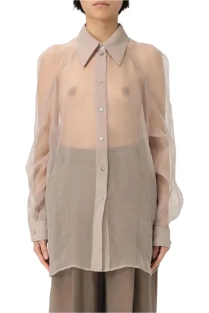Alberta Ferretti Bluzki, Kobieta, Beżowy, XS, Elegancka Koszula z Guzikami, Klasyczny Styl